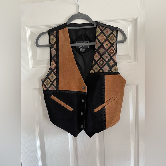 Vintage Retro Vest BoHo Cowboy Western Suede Leather Ranch - Picture 7 of 13